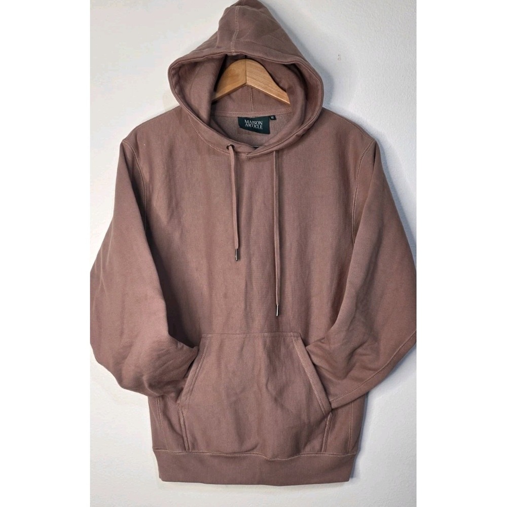 Maison Article Hoodie Men M Dusty Rose Fleece Lined‎ Cotton Logo Heavyweight